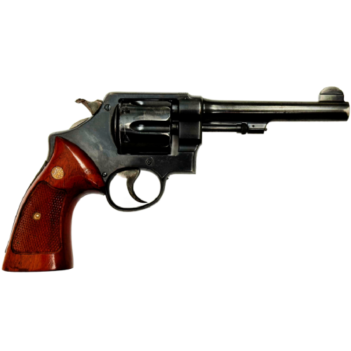 Smith & Wesson Model 1917 Brazilian Double Action 45 CAL ACP Revolver with Strebe Gun Works Holster (Original)