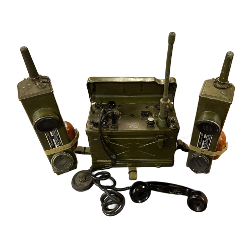 Original WWII U.S. Signal Corps BC-1000A Backpack Radio Receiver and Transmitter - Dated 1944 & a Matching Set of Walkie-Talkies (Original)
