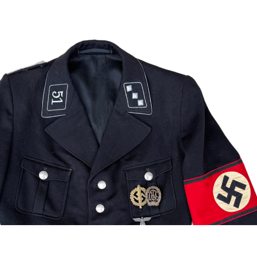 German Allgemeine SS 51st Standarte, Hauptsturmführer Officers Black Service Tunic (Original) - Image 7