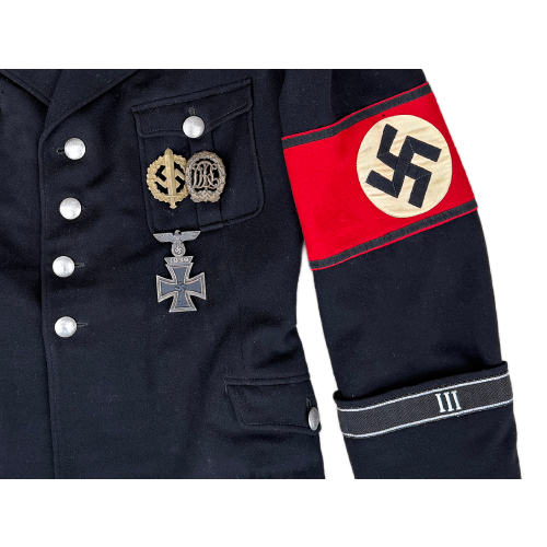 German Allgemeine SS 51st Standarte, Hauptsturmführer Officers Black Service Tunic (Original) - Image 3