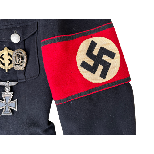 German Allgemeine SS 51st Standarte, Hauptsturmführer Officers Black Service Tunic (Original) - Image 6