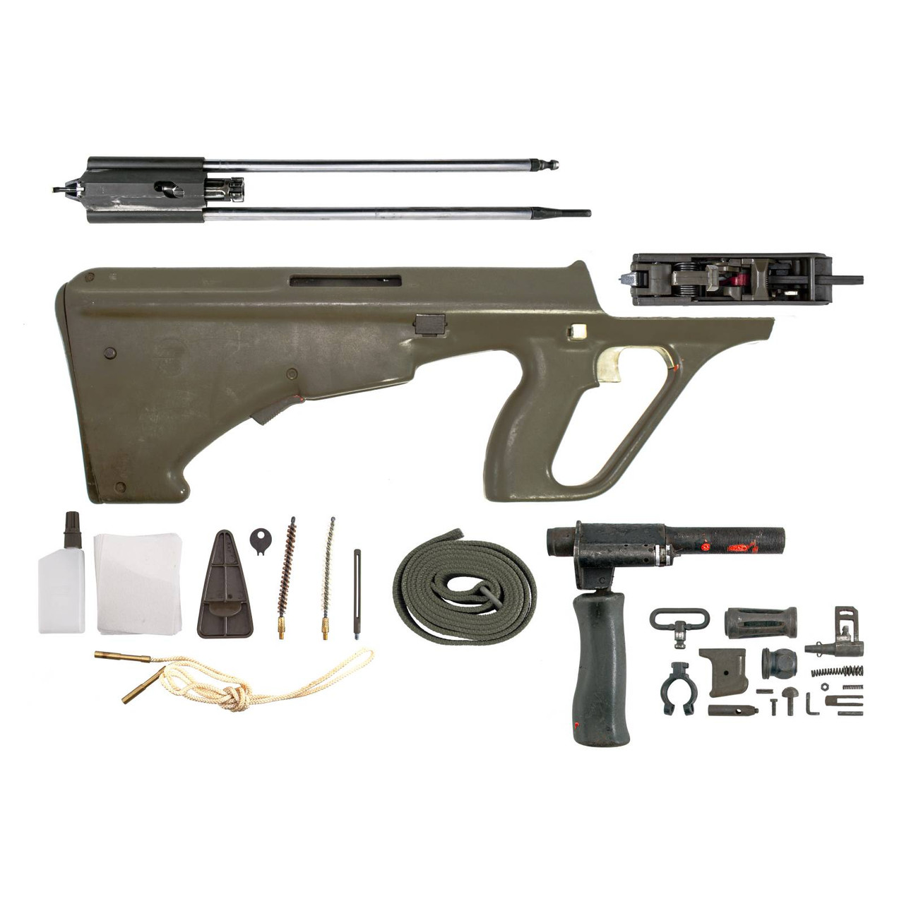Original Malaysian Steyr AUG 5.56x45 Kit RH Bullpup Rifle Parts Kit w/ Cleaning Kit, Trigger Pack - Surplus - Good Condition